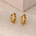 Minimalist gold wavy petal hoop earrings with polished mirror finish for women - Gold Wave Petal Edge