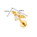 Gouden vleermuis piercing van staal met zirkoon, breedte 0.88cm en hoogte 0.47cm - Vleermuis Stijl (2610-2# Goud)