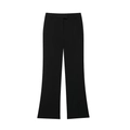 Detalle de los pantalones negros de talle alto con campana y textura de tela suave - XS / Negro