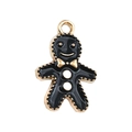 Ciondolo omino di pan di zenzero in smalto nero e oro per creazione gioielli DIY - Stile Pupazzo di Neve (17518) / 1 Pezzo (12x18mm)