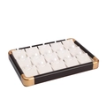 Walnut finish jewelry display tray with 15 slots and premium cream velvet lining - 15 Slots Pendant / Beige