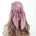Detailed back view of dusty rose satin square scarf showing smooth silky drape and texture - 70cm x 70cm / Rose Purple