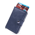 Dark blue crazy horse PU leather RFID blocking popup wallet with aluminum case - Crazy Horse Blue