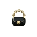DIY black enamel handbag pendant with golden chain detail for jewelry making - Black Girl's Bag (18690)