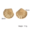 Detalle de pendientes de concha dorados en acero inoxidable con especificaciones 31 mm - Dorado
