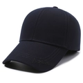 Winter wool baseball cap in navy blue featuring textured twill fabric and side embroidery - Adjustable / Navy Blue