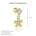 Elegant 925 sterling silver flower stud earrings in gold with white zirconia stones - E4830-Exquisite Flower / Gold-Pair