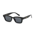 Lunettes de soleil rectangulaires rétro noires avec détails métalliques dorés sur le côté - Monture Noire Verres Gris
