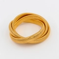 Three-layer wrap bangle in 18K gold-plated stainless steel with fine snake bone texture - Gold / 18cm (Inner Diameter 5.7cm)