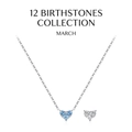 Collana cuore in argento S925 con pietre preziose acquamarina azzurre per marzo - Argento 925 / Marzo