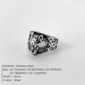 Vintage Viking Celtic wolf head stainless steel ring in polished silver finish - US7 / Silver