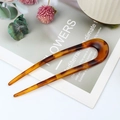 U-shaped hair pin in elegant tortoiseshell pattern for minimalist hair styling - Leopard Yellow