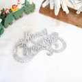 Scritta Merry Christmas in argento glitterato per decorazione albero su neve bianca - 15CM / Argento