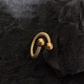 Adjustable golden dragon tail ring with woven texture and ball accents on charcoal base - Woven Texture Double Ball Style (J4568)