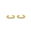 Elegant 24K gold plated chili pepper hoop earrings with micro-pave cubic zirconia - 24K / Double Row Pave Gold Ear Cuff (W80241-GG)