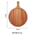 Round ebony wood cutting board with handle, size 40x30x2 cm with clear wood grain - Pizza Serving Board 40*30*2cm