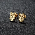 Gold plated stainless steel bulldog stud earrings with minimalist hollow-out design - French Bulldog / Gold