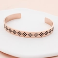 Bracciale rigido a C in acciaio inossidabile oro rosa con motivo geometrico a rombi - Oro rosa