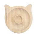 Close-up of cat-shaped pine wood display tray showing natural grain and texture - Cat