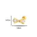 Golden bow cartilage stud earring with cubic zirconia and dimensions 1.06cm by 0.47cm - 1# Golden