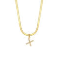 18K gold plated flat snake chain necklace with pearl letter X pendant for women - Style X