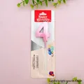 Metallic pink number 4 birthday candle with stand in card packaging for party cakes - Rose Gold Number 4