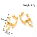 Lava droplet gold earrings in liquid metal style with high-shine mirror finish - Lava Fluid Style