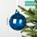 9cm dark blue striped glass Christmas ball ornament hanging on a festive tree - 9CM Single Piece / Dark Blue