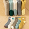 Set of 5 pairs of thick winter socks for kids featuring cute bear and dinosaur patterns - Thickened Terry [Animal]
