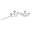 S925 silver eye stud earrings with colorful cubic zirconia in creative evil eye design - Silver Evil Eye