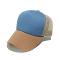 Detail of trucker hat showing sky blue front, brown brim, and breathable mesh - M (56-58cm) / Sky Blue Splicing Brown Beige (F)