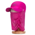 Rose red quick-dry outdoor sun hat with detachable face cover and neck protection - Adjustable / Rose Red