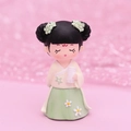 Traditional Tang lady resin figurine in green dress holding a scroll ornament - 4.5x4x6.5cm / 1003-3B Small Green - Reading