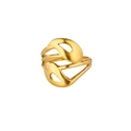 Modern punk 18k gold plated hollow woven geometric open ring with polished gold finish - Adjustable Open