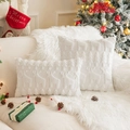 White Christmas plush pillow set with embossed reindeer and tree on knitted fabric - 30*50cm Without Core / Pure White Reindeer