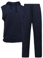 Completo sportivo da uomo blu scuro con felpa con cappuccio senza maniche e pantaloni - S / Blu navy