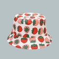 Cappello da sole per bambini in cotone bianco con stampa di fragole e tesa larga - Fragola Bianca (16#)