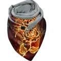 Women warm neck scarf with vibrant flame rose 3D print and adjustable black buckle - 55-Flame Rose