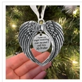Silver angel wing heart pendant for Christmas memorial with My Brother engraving - Double Wings with Round Charm