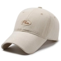 Classic beige cotton baseball cap with embroidered patch and six-panel structure - Adjustable / Light Beige