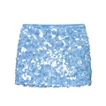 Detail of light blue mini skirt with dense reflective sequins and smooth texture - Dark Blue