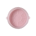 Roze ronde siliconen airfryer bakmat met geribbelde randen en handige grepen - Klassiek Roze