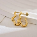 Chic geometric irregular wavy gold stud earrings with a minimalist liquid metal design - Gold