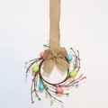 Easter egg wreath with colorful berries and rustic burlap bow for spring table decor - 6 Easter Eggs Burlap Bow Hanging Ring