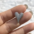 Exquisite silver heart-shaped earrings with micro-pavé zircon stones in a variant view - Small Silver