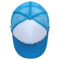 Blue and white trucker hat with breathable mesh back and colorful beaded chain detail - M (56-58cm) / Lake Blue & White