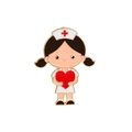 Broche en émail infirmière de dessin animé avec cœur rouge et bordure dorée - Rw0226