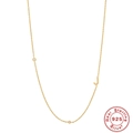 Gold plated S925 sterling silver initial J necklace with round zircon accents - Gold-Z