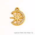Gold moon and star pendant with white rhinestones for DIY necklaces and bracelets - Gold Moon Star