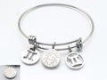 Polished silver stainless steel Gemini zodiac charm bracelet with Intelligent engraving - Silver Gemini (KB88087-Z)